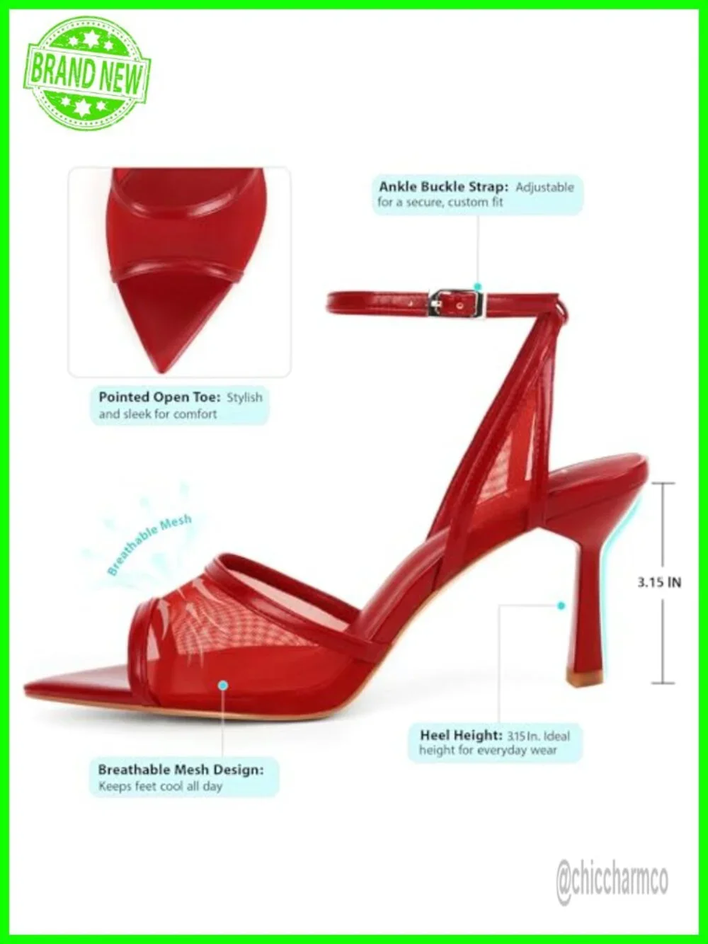 Mesh Stiletto Heeled Sandals Open Toe Ankle Strap Wedding Bride Dressy Shoes